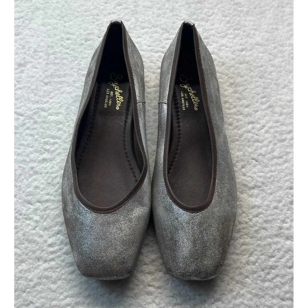 Seychelles Flats Womens 8.5 Distressed Metallic Leather Ballet Minimalist Corp